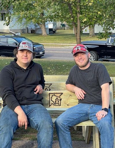 Thomas and friend on completed bench